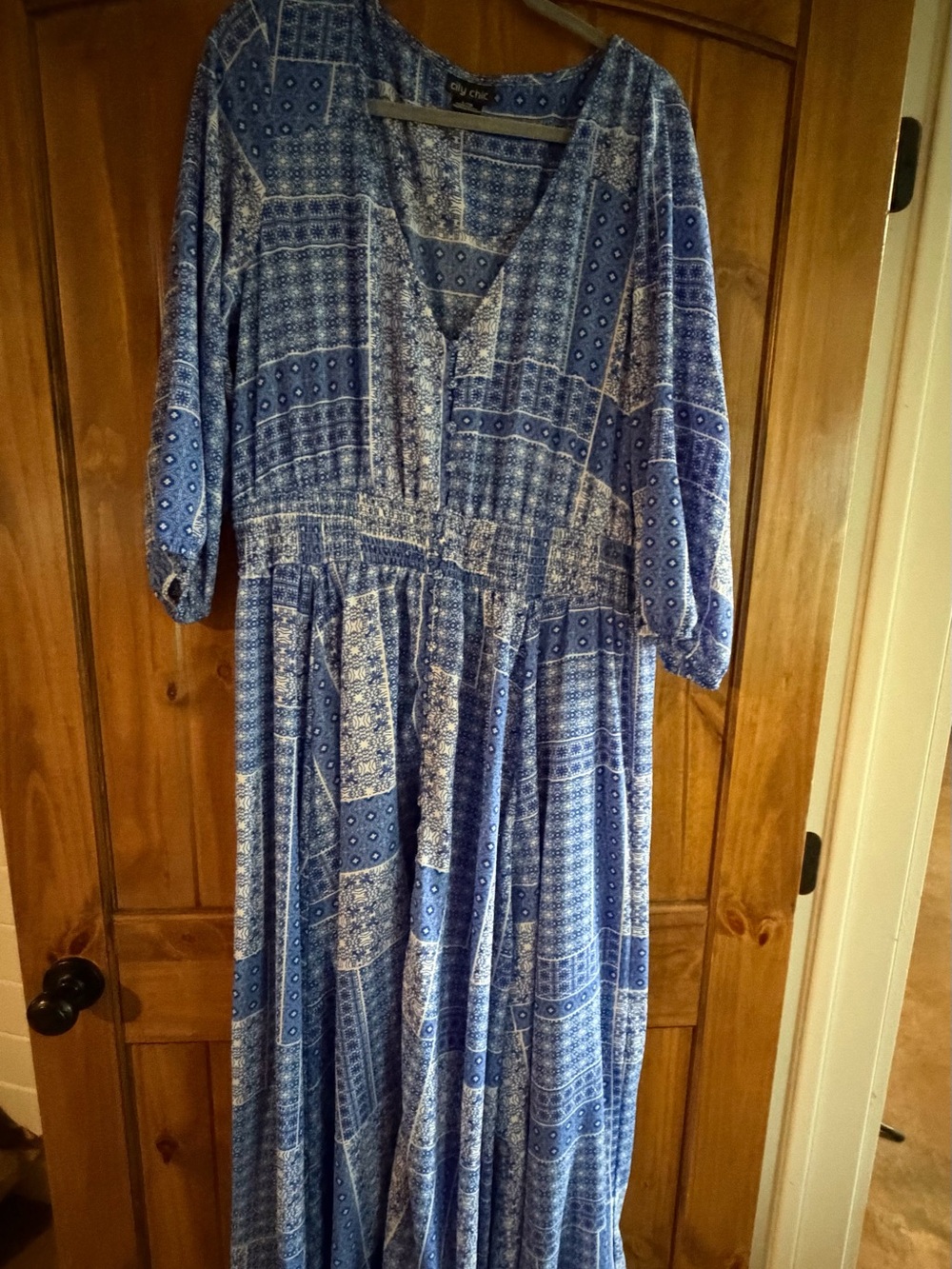 City Chic Blue Patchwork Maxi Dress